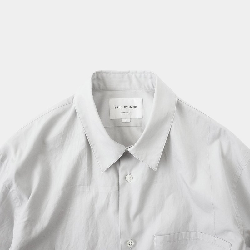 Still By Hand Regular Collar Shirt - Light Grey | Garmentory