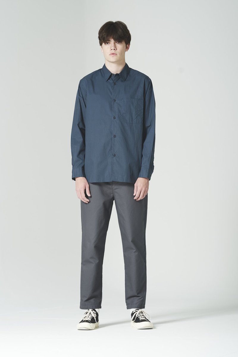 トップス still by hand Cotton RegularCollar Shirt Still By Hand Regular Collar Shirt - Navy | Garmentory