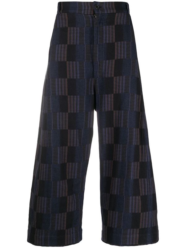 Henrik Vibskov Key Pants - Mixed Blue Checks | Garmentory