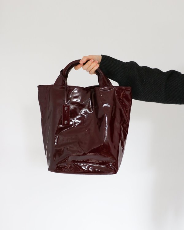 Pre-loved] Jil Sander Patent Leather Tote Bag - Burgundy | Garmentory