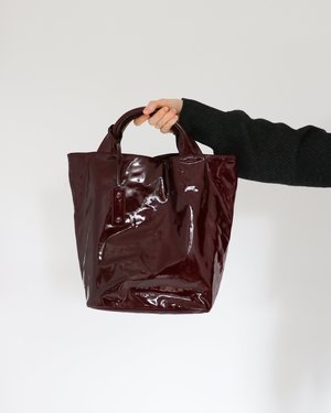 Pre-loved] Jil Sander Patent Leather Tote Bag - Burgundy | Garmentory