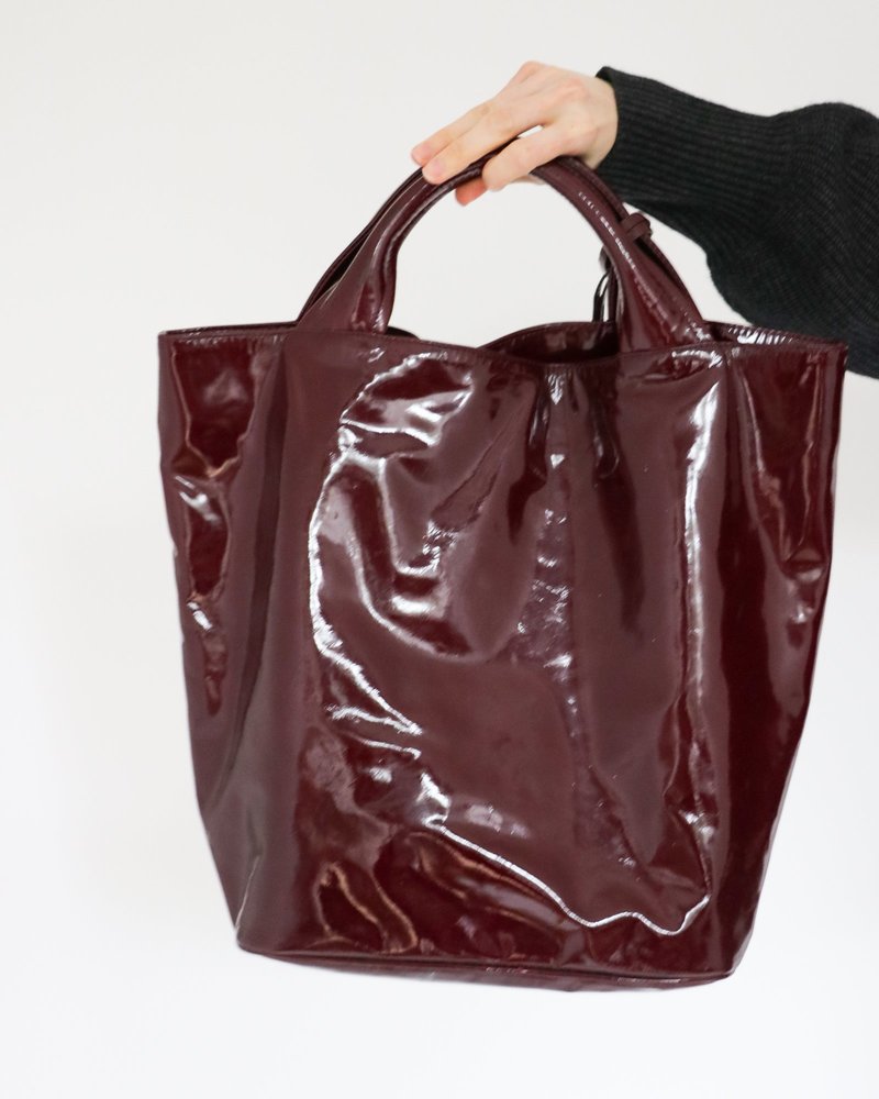 Pre-loved] Jil Sander Patent Leather Tote Bag - Burgundy | Garmentory 