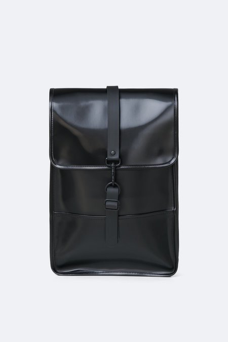 shiny black backpack