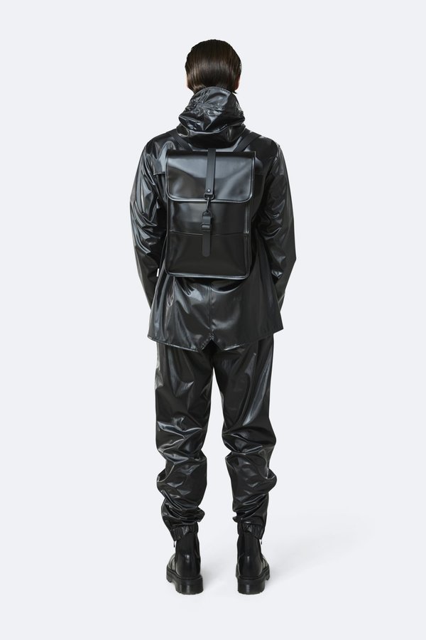 Rains backpack mini - shiny black Rains backpack mini - shiny black
