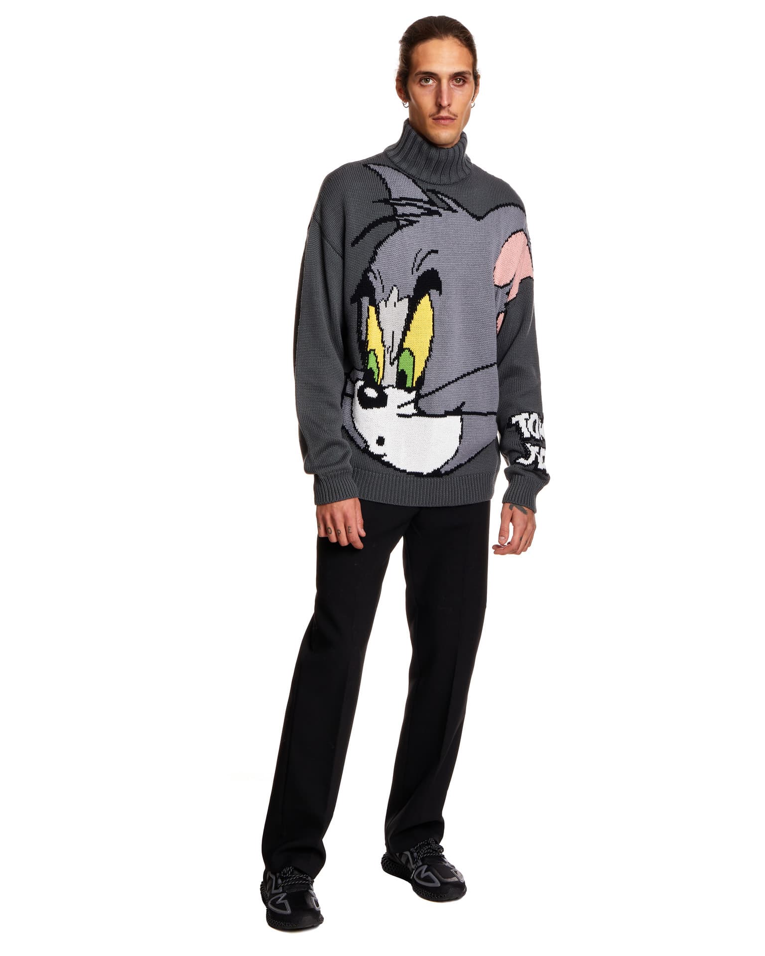 GCDS Tom Embroidered Sweater Gray Garmentory