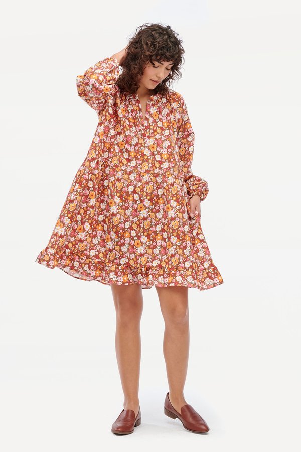 Lacausa Keyla Dress - Clay Watercolor Floral Lacausa Keyla Dress - Clay Watercolor Floral