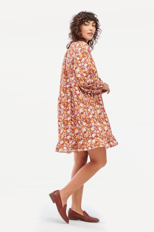 Lacausa Keyla Dress - Clay Watercolor Floral Lacausa Keyla Dress - Clay Watercolor Floral