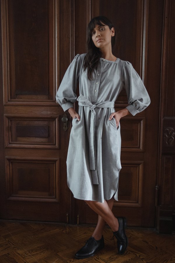 Of Her Own Kind Everly Organic Cotton House Dress - Ash | Garmentory