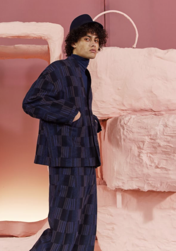 Henrik Vibskov Key Pants - Mixed Blue Checks | Garmentory