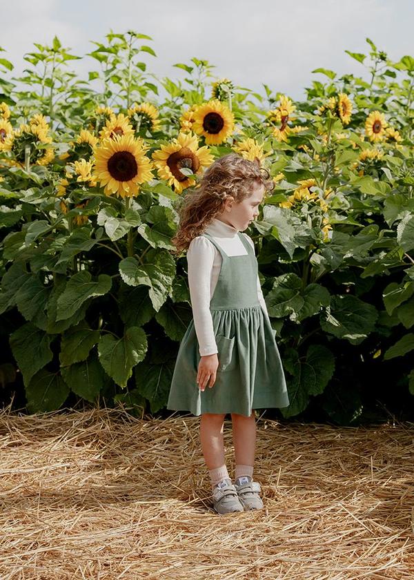 Kids Petits Vilains Inès Pinafore Dress - Lichen Kids Petits Vilains Inès Pinafore Dress - Lichen
