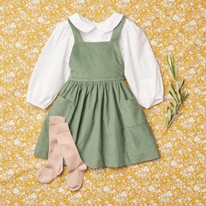 Kids Petits Vilains Inès Pinafore Dress - Lichen Kids Petits Vilains Inès Pinafore Dress - Lichen