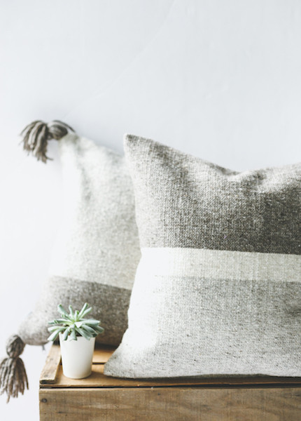 Poketo Handwoven Wool Cushion Cover - 3 Tone Stripe or 2 Tone Tassel Poketo Handwoven Wool Cushion Cover - 3 Tone Stripe or 2 Tone Tassel