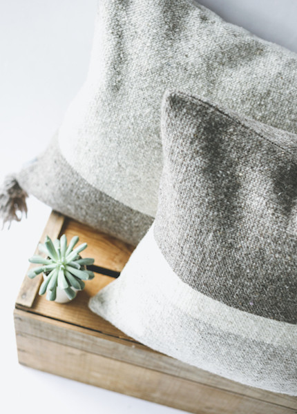 Poketo Handwoven Wool Cushion Cover - 3 Tone Stripe or 2 Tone Tassel Poketo Handwoven Wool Cushion Cover - 3 Tone Stripe or 2 Tone Tassel