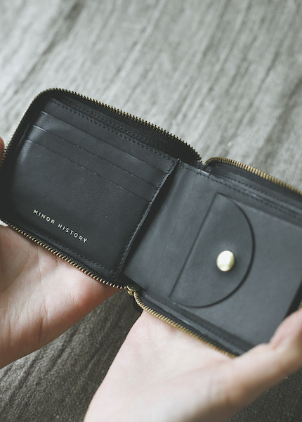 Minor History Coupe Small Zip Wallet in Oiled Black, Kelly or Indigo Minor History Coupe Small Zip Wallet in Oiled Black, Kelly or Indigo