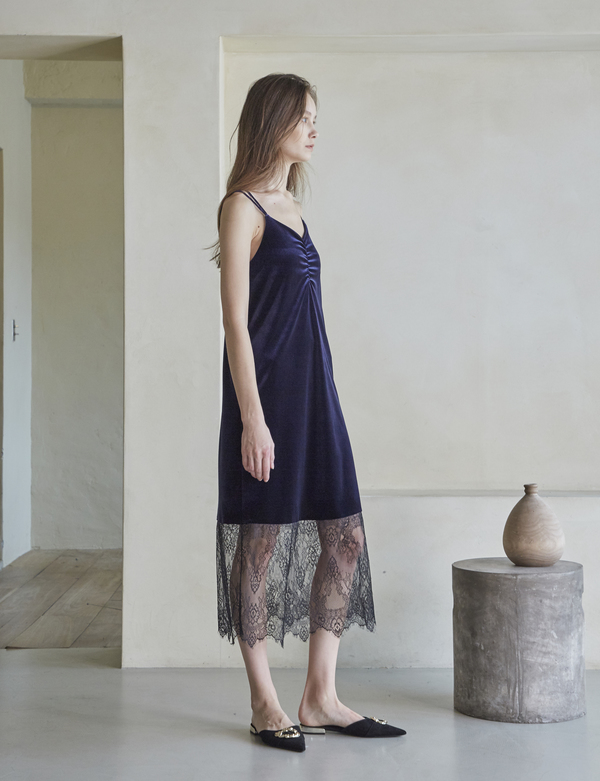 velvet lace slip dress Debenhams Women's Runway 1.8.1.8 Velvet Lace Detail Slip Dress in Khaki