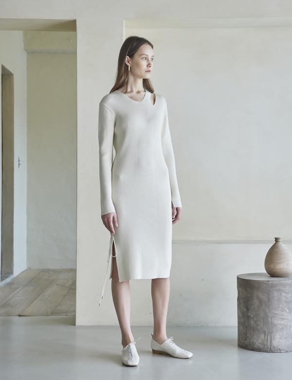 Maison de Ines Slit Knit Dress Ivory Maison de Ines Slit Knit Dress Ivory