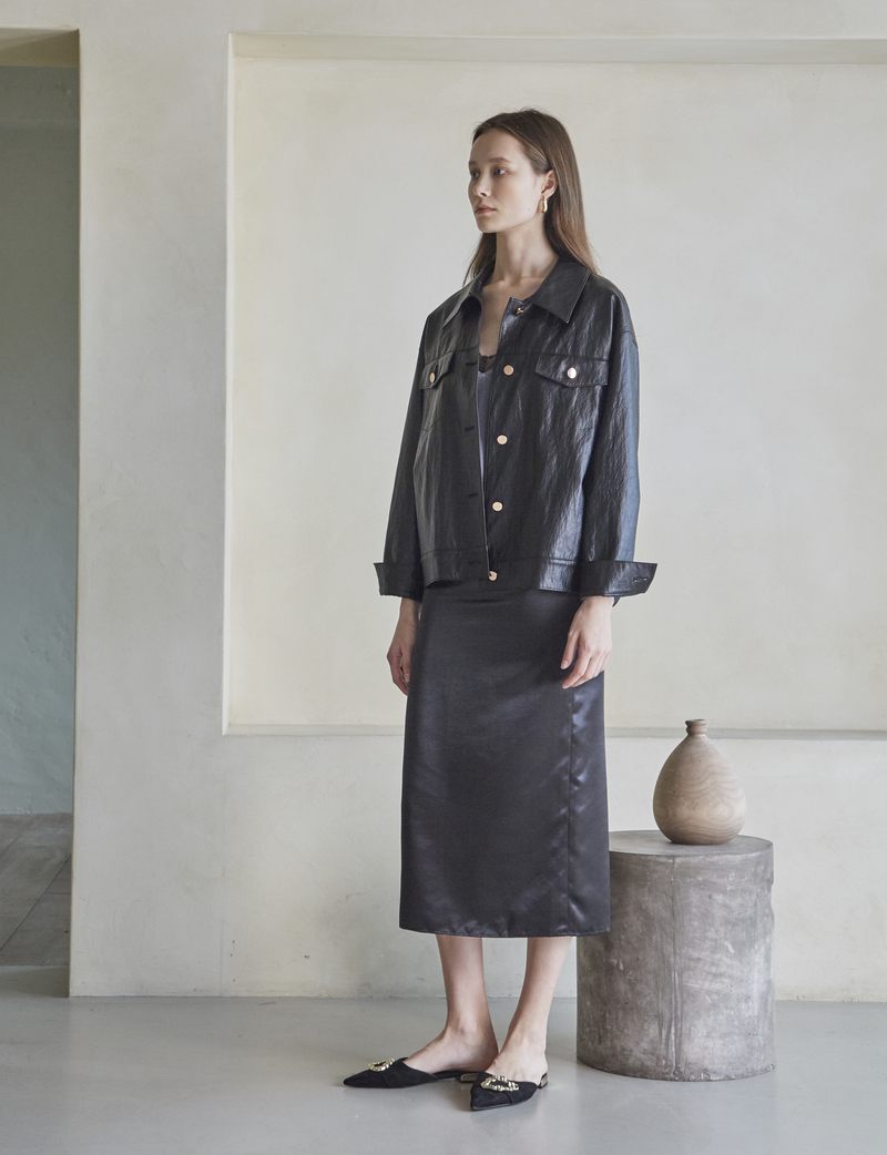 Maison De Ines Faux Leather Trucker Jacket