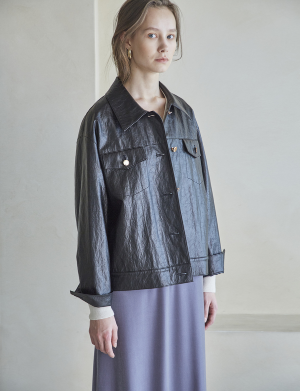 Maison De Ines Faux Leather Trucker Jacket