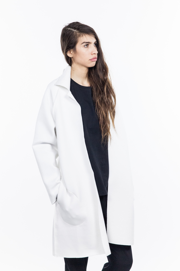 Norma Kamali Mens Bonded Trench - White