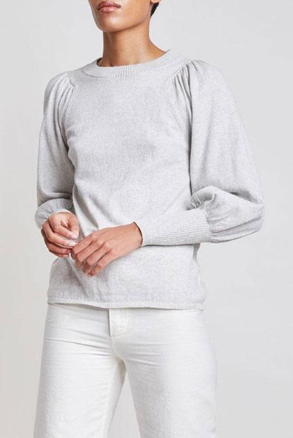 Dewi Puff Sleeve Sweater - Marl Grey 