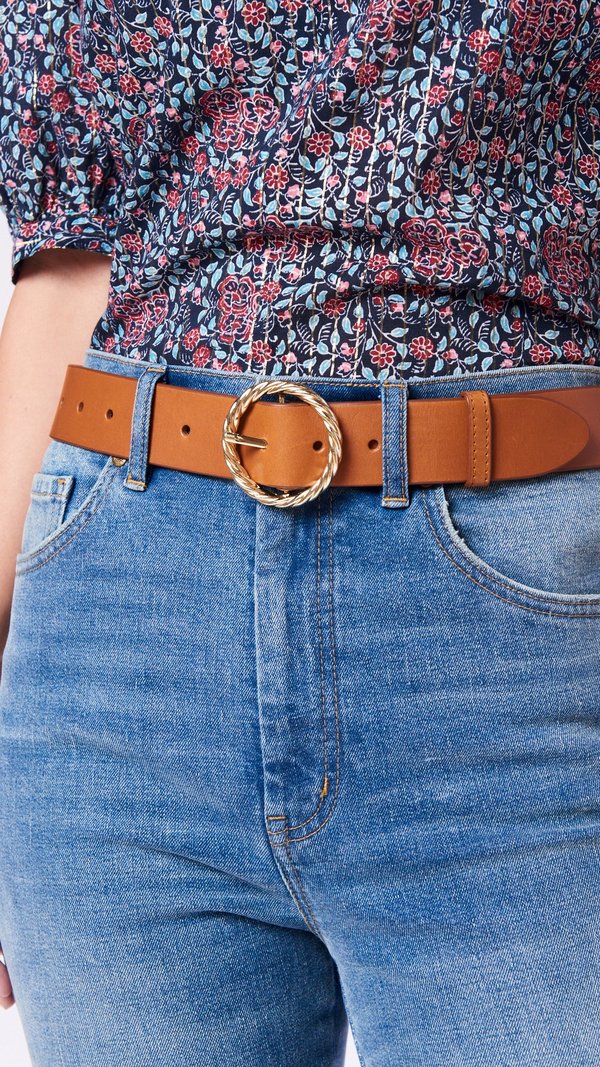 Loeffler Randall Leo Twisted Circle Buckle Belt - Cognac  display picture 1