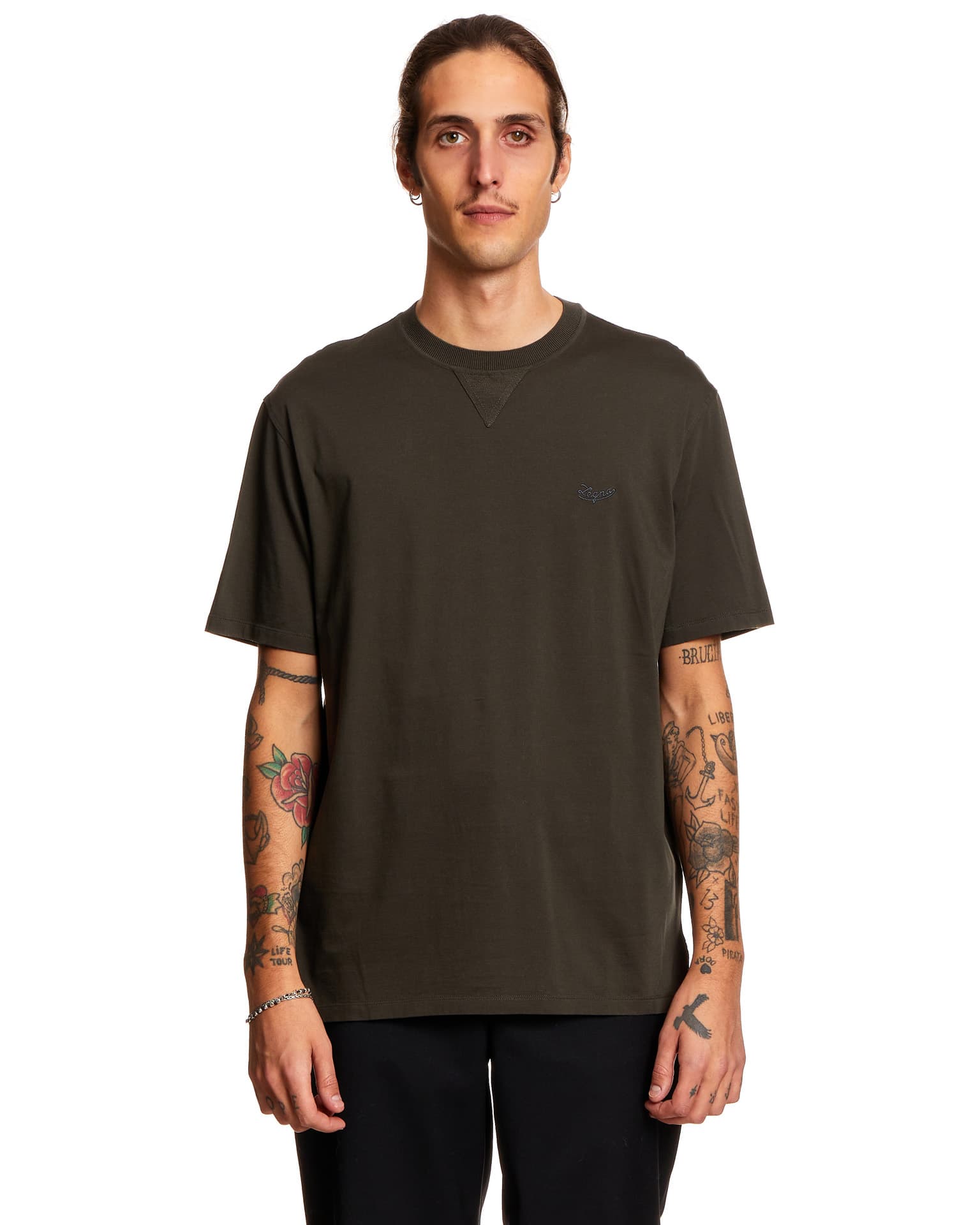 Ermenegildo Zegna T-shirt with Embroidery - Dark Green | Garmentory