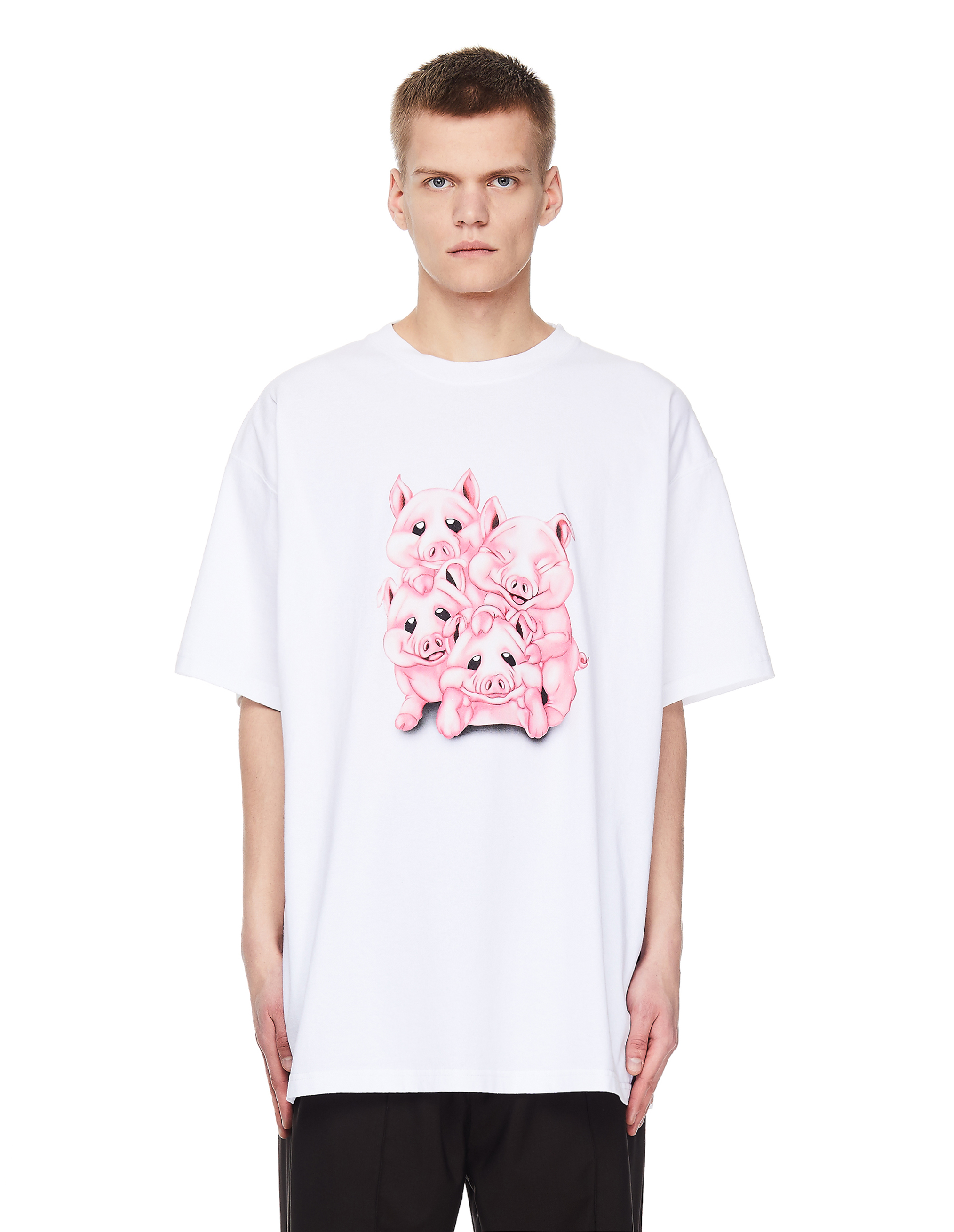 Vetements Glittered Printed Pigs T-shirt - White | Garmentory
