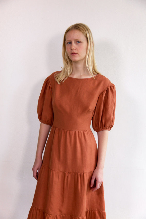 women's brown leather dress BROWN SCOOPED NECK SLEEVELESS DROP WAIST FAUX LEATHER MIDI DRESS main image 1