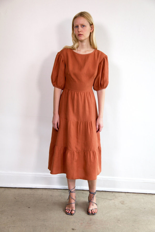 Town Clothes Linen Quince Dress - Clay | Garmentory