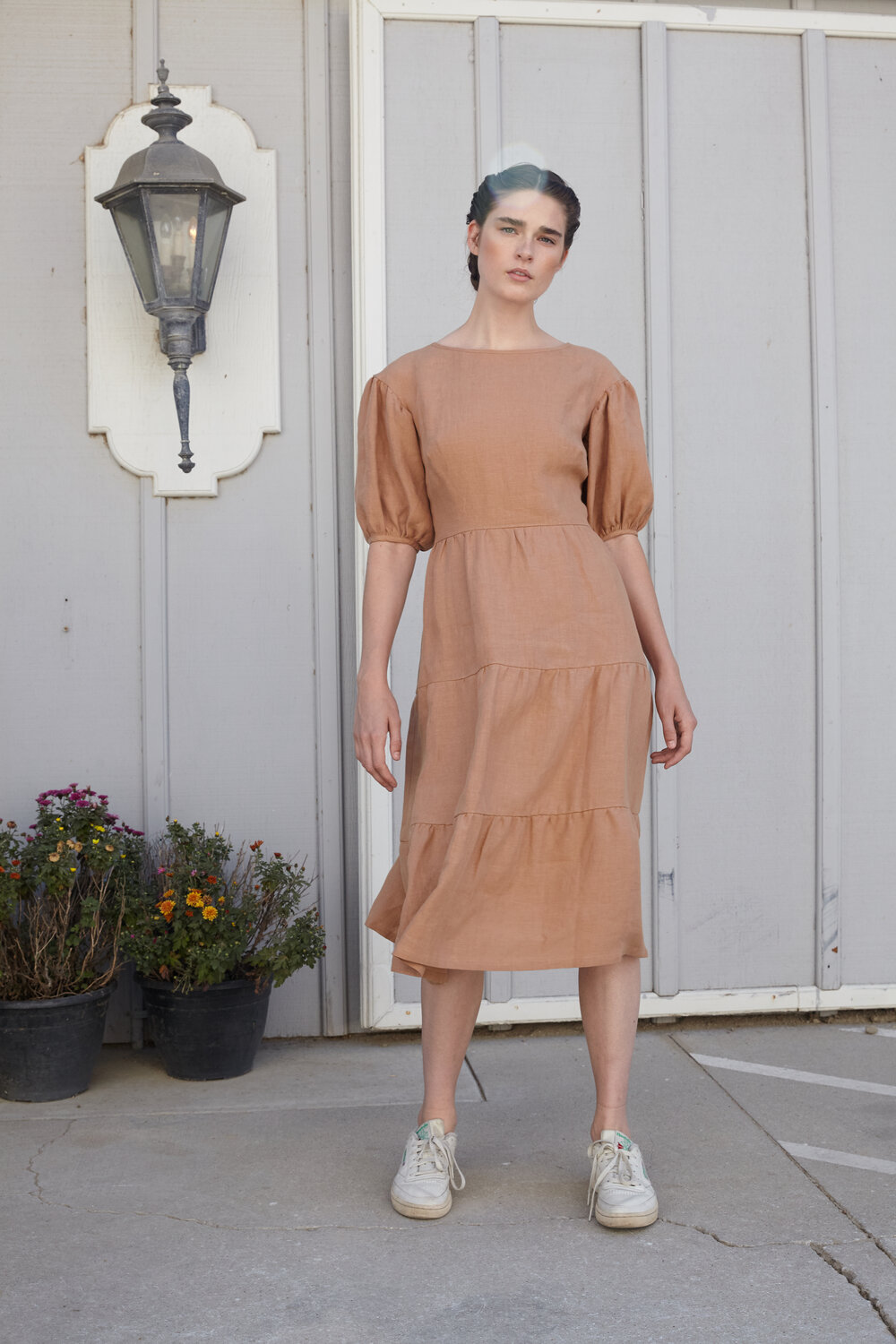 Town Clothes Quince Linen Dress Camel Garmentory