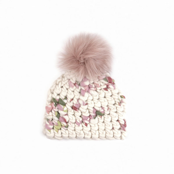Real fur rose bud beanie Beanie Hat, Reversible - Rosebud Faux Fur - Pandemonium  main image 4