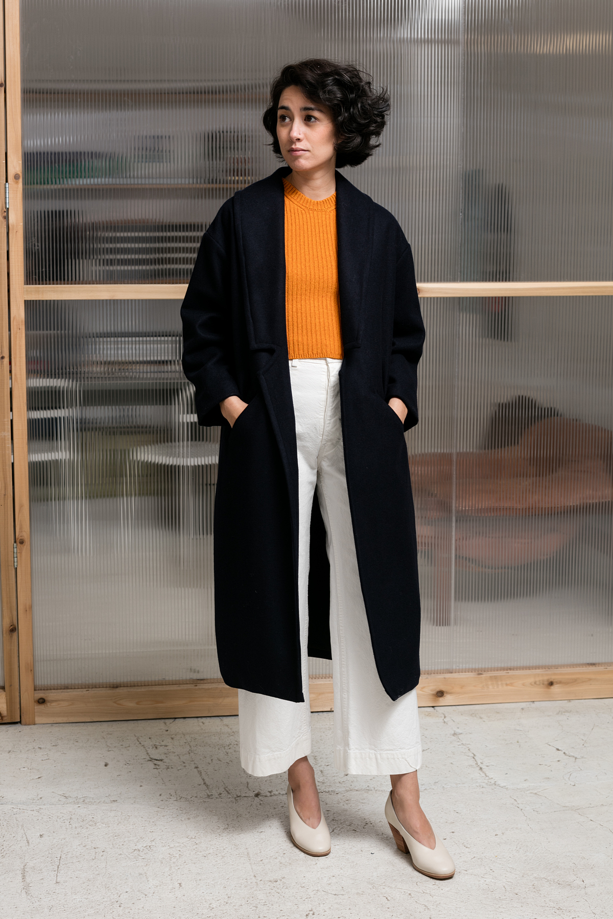 Objects Without Meaning Long Robe Coat navy Garmentory