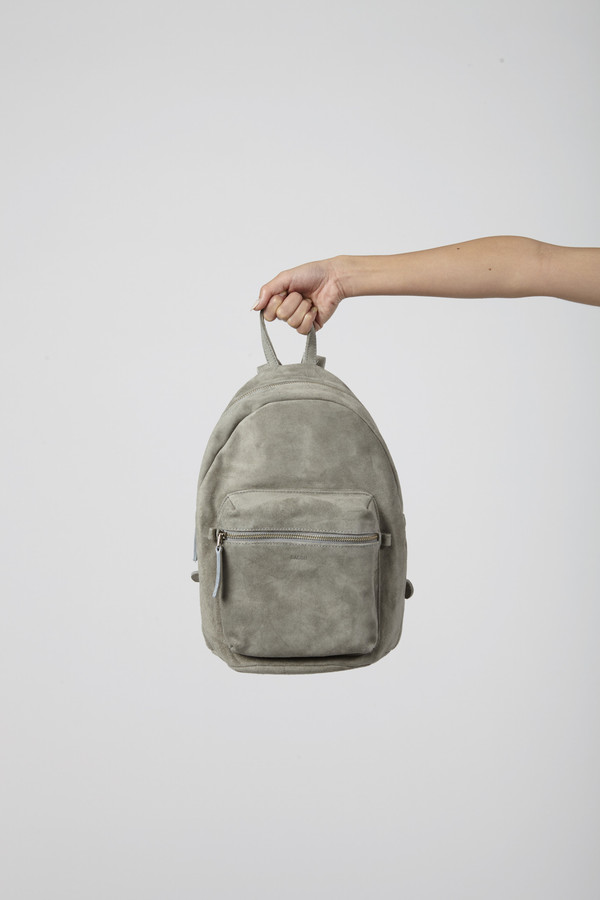 baggu nubuck leather backpack BAGGU Grey Suede Leather Backpack