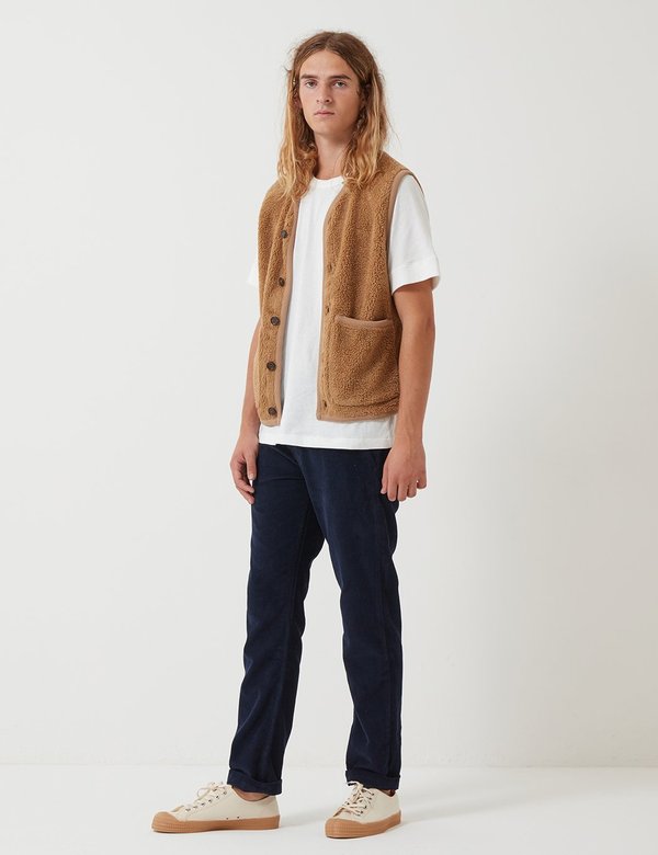 Universal Works Lancaster Gilet (Mountain Fleece) Sand on Garmentory