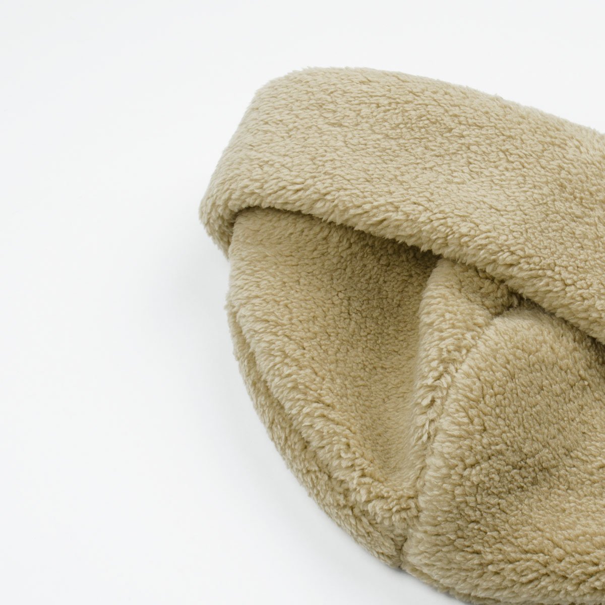 cableami Boa Fleece Drawcord Hat - Beige - Image 2 of 3
