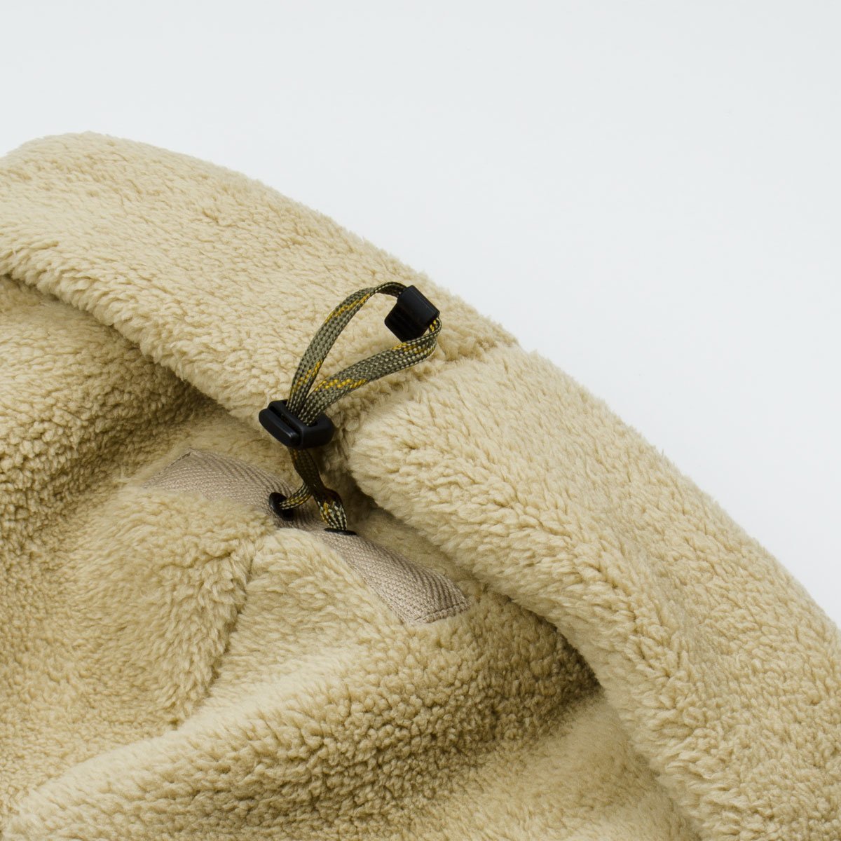 cableami Boa Fleece Drawcord Hat - Beige - Image 3 of 3