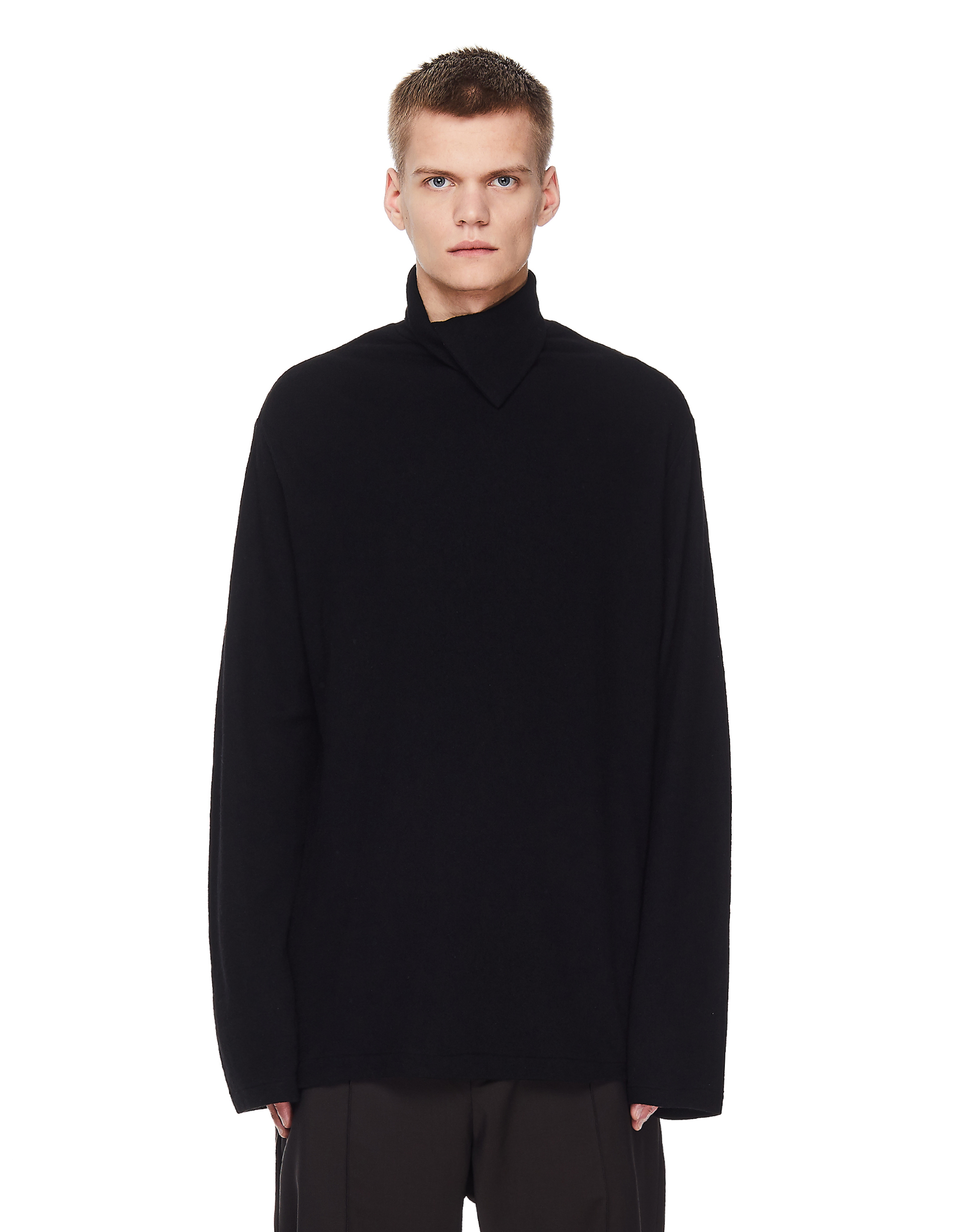Yohji Yamamoto Turtleneck With Cutted Collar - Black | Garmentory