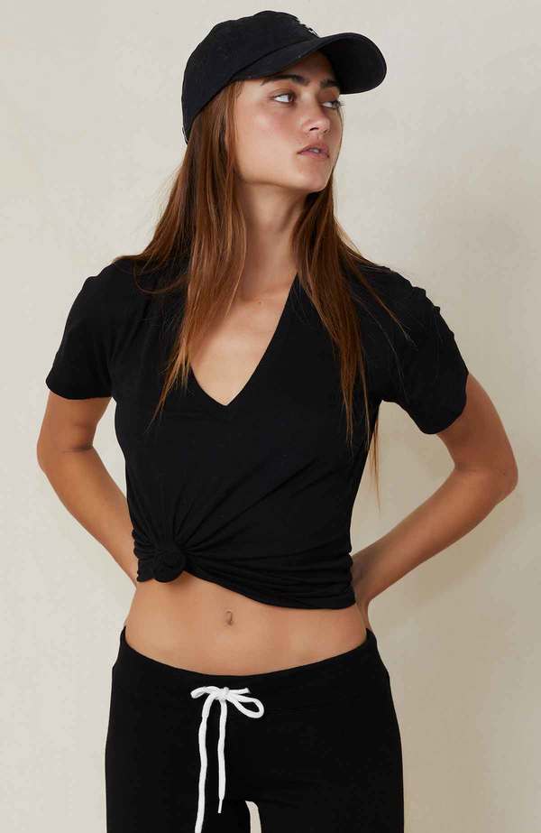 Monrow Superfine Jersey V Neck Tee - White Monrow Superfine Jersey V Neck Tee - White