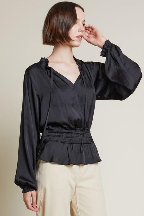 Sunday Supply Co. Ruffle Satin Blouse - Black Sunday Supply Co. Ruffle Satin Blouse - Black