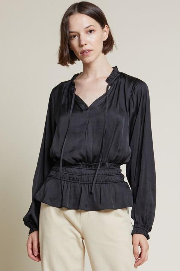 Sunday Supply Co. Ruffle Satin Blouse - Black Sunday Supply Co. Ruffle Satin Blouse - Black