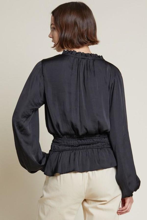 Sunday Supply Co. Ruffle Satin Blouse - Black Sunday Supply Co. Ruffle Satin Blouse - Black
