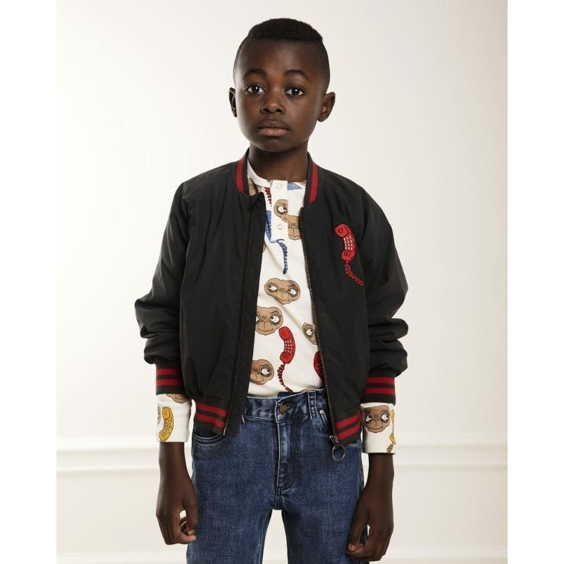 Kids mini rodini E.T. reflective baseball jacket - black | Garmentory