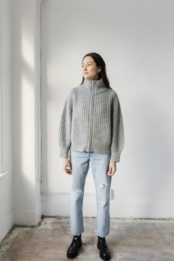 Bare Knitwear Nazca Alpaca Knit Zip Up Jacket - Cloud Grey Bare Knitwear Nazca Alpaca Knit Zip Up Jacket - Cloud Grey