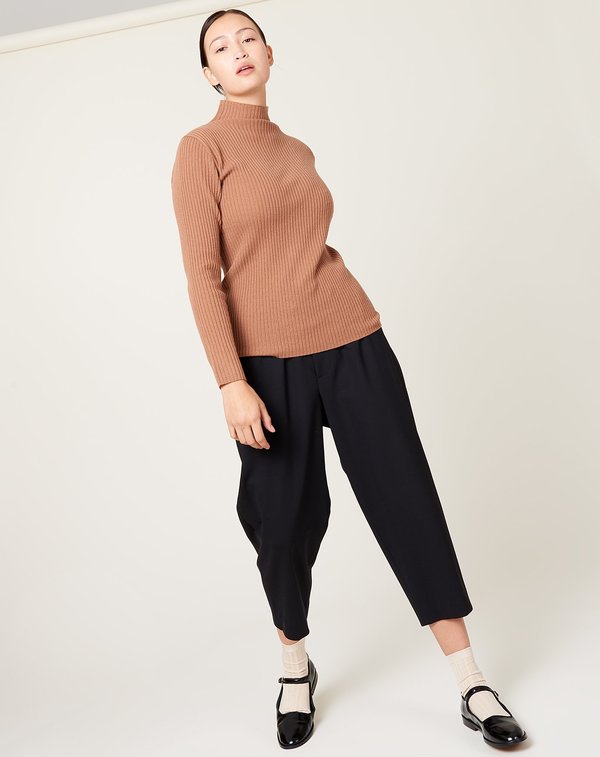 ICHI ANTIQUITES Rib Turtleneck - Camel | Garmentory