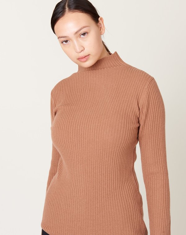 ICHI ANTIQUITES Rib Turtleneck - Camel | Garmentory