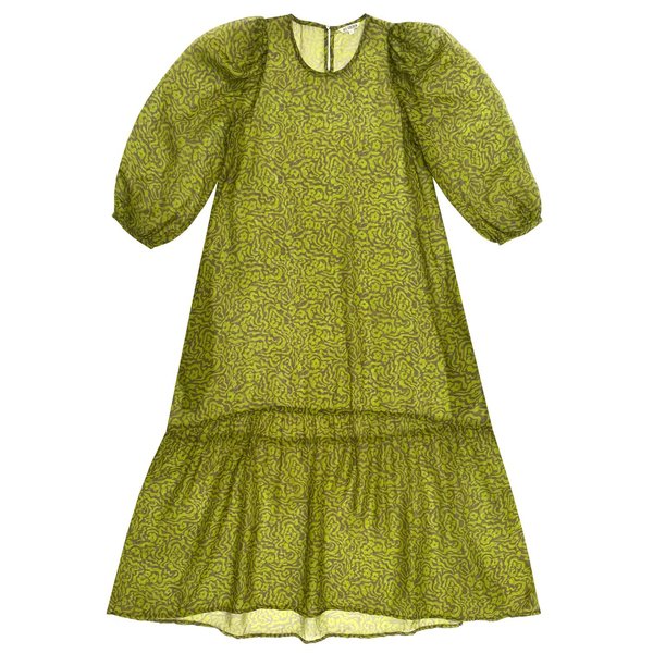 Ali Golden Peasant Dress - Chartreuse | Garmentory