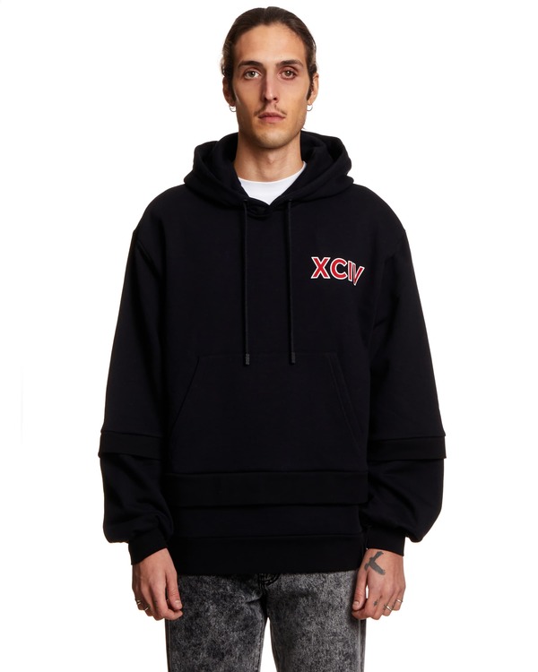 GCDS Sweatshirt with Drawstring - Black | Garmentory