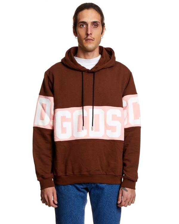 GCDS Logo Sweatshirt with Hood - Brown/Pink GCDS Logo Sweatshirt with Hood - Brown/Pink