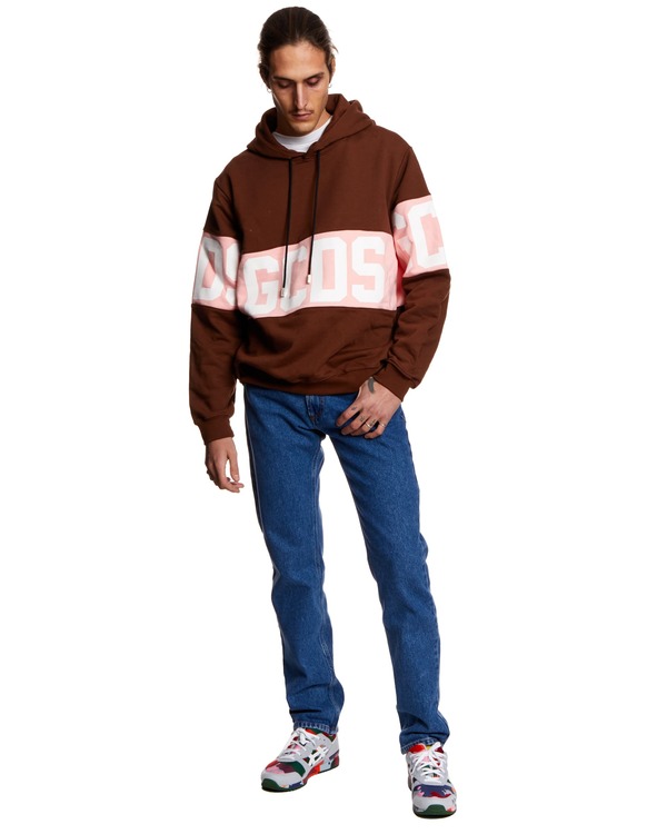 GCDS Logo Sweatshirt with Hood - Brown/Pink GCDS Logo Sweatshirt with Hood - Brown/Pink