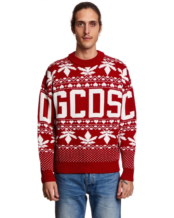 GCDS Sweater with Embroidery - Red GCDS Sweater with Embroidery - Red